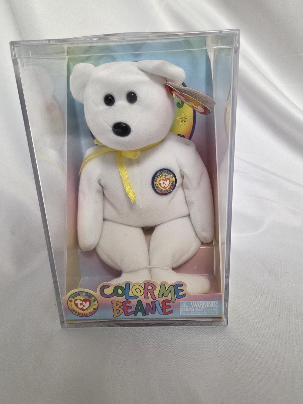 Vintage Ty Color Me Beanie Bear Plush‎ Stuffed Animal Beanie Babies 8” in box